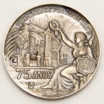 Numismática, Brasil Medalha Fluminense Football Club 75 Anos 1902 - 1977. 50mm 61,8g Prateada