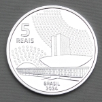 Numismática, Brasil 5 Reais 200 Anos 1824-2024 da Primeira Constituição. Prata 999 28g com Certificado