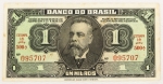 Numismática, Brasil. Cédula de Um Mil Réis 1923 Última Série, reutilizada como 1 Cruzeiro em 1944 C-001