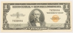 Numismática, República Dominicana. Cédula de 1 Peso Oro 1954 P-60a(4)