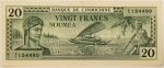 Numismática, Noumea (Nova Caledônia). Cédula de 20 Francos 1944 P-49