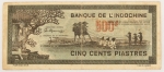 Numismática, Indochina. Cédula de 500 Francos 1945 P-69