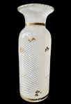 MURANO - Vaso soliflore de vidro Zanfirico de Veneza com decoração em filigrana branca latticino. Medida: 8cm