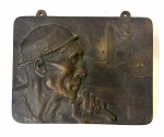"Constantin  MEUNIER (1831-1905) Placa em bronze em relevo obra denominada 'O Mineiro' (1904) Constantin Meunier . Obs. ( importante artista belga do final do século XIX) possui obras no museu D'Orsay.  Medida: 18x22cm