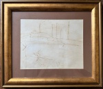 Iberê Camargo, desenho assinado e datado 1990. Esta obra fazia parte da coleção do Dr Paulo Bernardi, médico do artista, emoldurado. Medidas: 23x28cm e com moldura: 40x45cm