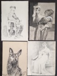 4 desenhos bico de pena autores desconhecidos, 19x13cm