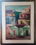 Ado Malagoli, Oléo sobre tela, assinado no dorso e entitulado casario, 60x45 cm