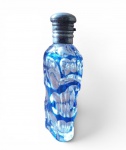 Pequeno perfumeiro de bolso em cristal Baccarat, na cor azul lapidado a mão, finalização em metal prateado,  7cm