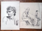 2 desenhos autor desconhecido, não emoldurada