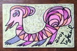 Heil , tecnica mista sobre cartão, datada 2007,  7,5 x 12 cm