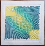 Gravura em alto relevo,  representando peixe ,  13 x 13  cm