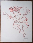 Porcela , gravura  assinada, 22x17 cm