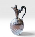 Jarra em cristal Baccarat e Prata de lei francesa com contraste cabeça de minerca, 17 cm