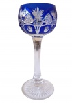 Calice  Baccarat para vidro branco de pé alto colorido  na cor azul