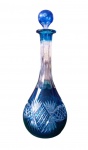 Garrafa em cristal Baccarat azul lapidada a mão