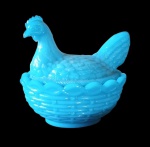 Galinha em opalina azul