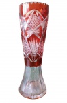 Vaso em cristal Baccarat lapidado a mão cor laranja, século XIX