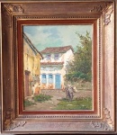 Edi Gomes Carollo, óleo sobre tela , paisagem de Paraty Rio de Janeiro, assinada no CID e assinada e datada no verso, emoldurada. Medidas: 45x38cm e com  moldura 70x61cm