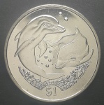 ILHAS VIRGENS - RAINHA - 1 DOLLAR - 2006 - GOLFINHOS - 38 mm