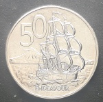 NOVA ZELANDIA - RAINHA - BARCO - 50 cents- 1975 - 31 mm