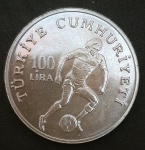 TURQUIA - COPA DO MUNDO DA ESPANHA - 100 LIRAS - FC