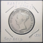PORTUGAL - 500 RÉIS - 1851 - DONA MARIA II - SOBERBA