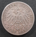 ALEMANHA - BADEN - 5 MARCOS - 1900 - PRATA - SOBERBA