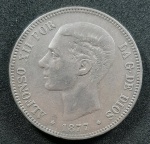 ESPANHA - 5 PESETAS - 1877 - LINDA PEÇA
