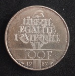 França - 100 Francos 1987 - Km-962 - Prata (.900) - 15 g - 31 mm - Comemorativa 230º aniversário do nascimento de La Fayette