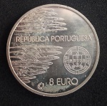 Portugal - 8 Euros 2005 - Km-773 - Prata (.500) - 21,1 g - 36 mm - Edição comemorativa 60º aniversário do fim da Segunda Guerra Mundial - Sob/Fc