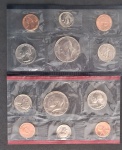 Envelope com Set Estados Unidos 1984 - 10 Moedas Letra D e P Lacradas - Incluso Moedas Comemorativas - com Certificado