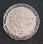 Estojo Estados Unidos com Moeda 1 Dólar 1993 Letra D - Fc - Comemorativa Declaração de Direitos - James Madison - Prata (.900) - 26,73 g - 38,1 mm - Km 241 - Com Certificado.