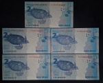 5 NOTAS DE 2 REAIS - LETRAS DIFERENTES - FE