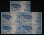 5 NOTAS DE 2 REAIS - LETRAS DIFERENTES - FE