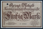ALEMANHA - NOTGELD - 50 MARK - 1919 - FE COM UM PONTO DE ÓXIDO