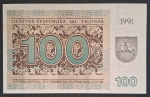 LITUÂNIA - 1991 - 100 TALONAS - FE