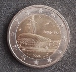 ALEMANHA - 2026 - BREMEN - COMEMORATIVA - 2 EUROS - LETRA A - FLOR DE CUNHO