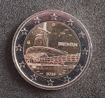ALEMANHA - 2026 - BREMEN - COMEMORATIVA - 2 EUROS - LETRA G - FLOR DE CUNHO
