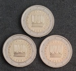 ESTONIA - 2025 - RAAMAT 500 - COMEMORATIVA - 2 EUROS - 3 MOEDAS - FC