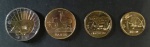 URUGUAY - FAUNA - 4  MOEDAS FLOR DE CUNHO