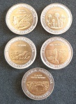 ARGENTINA - 5 MOEDAS DIFERENTES - BIMETÁLICAS DE 1 PESO - FC