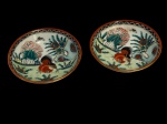 Duas manteigueiras em porcelana oriental , familia galo, mede 8 cm