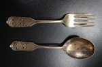 Par de colheres em PRATA DE LEI 925 - Peso: 45 g - Mede: 14 cm 
