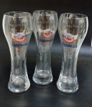 3 taças de chope de vidro marca erdinger. Mede: 25 cm 