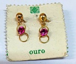 Antigo Brinco em OURO Baixo com pedrinhas .