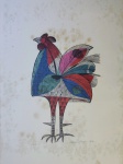Aldemir Martins, Galo, gravura, tiragem 26/100, 1967, 63x43cm, no estado, necessita de limpeza, sem moldura, assinada pelo artista