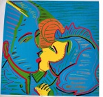 Rubens Gerchman, Beijo, gravura 17/100, 72x80cm, sem moldura