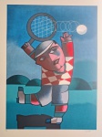 Inos Corradin, Tenista, gravura, tiragem PE, Edição Póstuma, 70x50cm, sem moldura