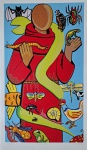 Gejo, "Chico Assis", gravura 39/100, 72x41cm, sem moldura