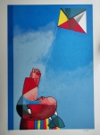 Inos Corradin, Menino e Pipa, gravura, tiragem 54/100, 70x50cm, sem moldura, Assinatura Serigrafada